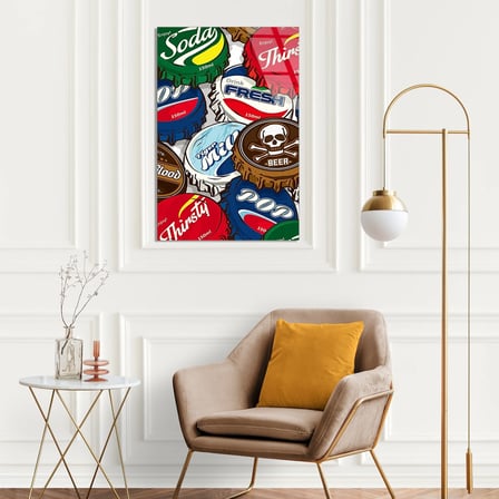 Şişe Kapakları Kolaj Cam Tablo 35x50 cm
