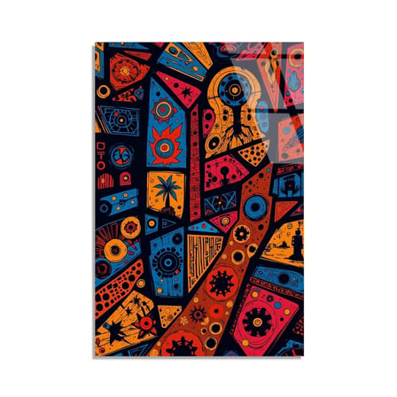 Renkli Soyut Desen Cam Tablo 35x50 cm