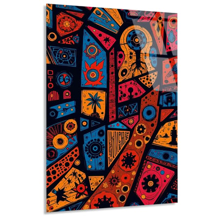 Renkli Soyut Desen Cam Tablo 35x50 cm