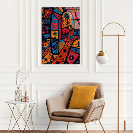 Renkli Soyut Desen Cam Tablo 35x50 cm