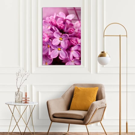 Pembe Leylak Çiçekleri Cam Tablo 60x90 cm