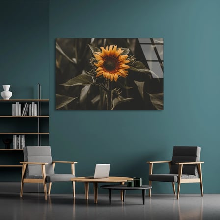 Sarı Ayçiçeği Cam Tablo 50x35 cm