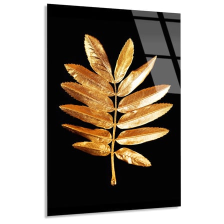 Altın Üveyik Yaprağı Cam Tablo 35x50 cm