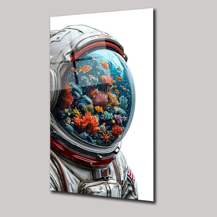Astronotun Hayali Cam Tablo 35x50 cm
