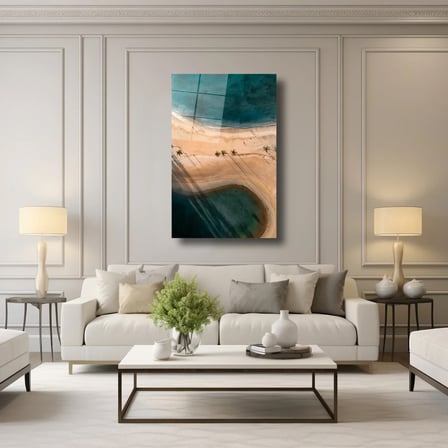 Sahil Çizgisi Cam Tablo 35x50 cm