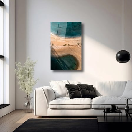 Sahil Çizgisi Cam Tablo 35x50 cm