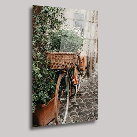 Çiçekli Bisiklet Cam Tablo 35x50 cm