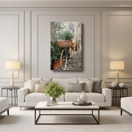 Çiçekli Bisiklet Cam Tablo 35x50 cm