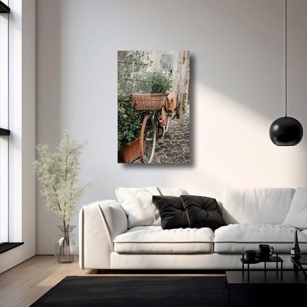 Çiçekli Bisiklet Cam Tablo 35x50 cm