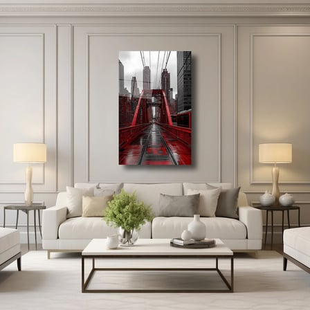 Köprü ve Şehir Manzaralı Cam Tablo 35x50 cm