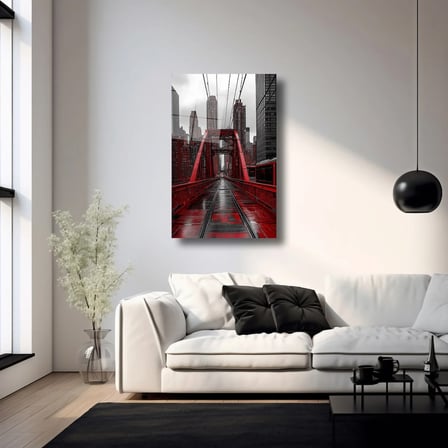 Köprü ve Şehir Manzaralı Cam Tablo 35x50 cm