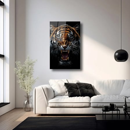 Vahşi Kaplan Cam Tablo 35x50 cm
