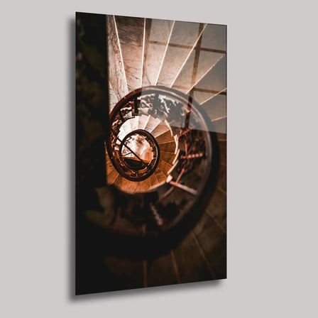Vintage Merdivenler Cam Tablo 35x50 cm