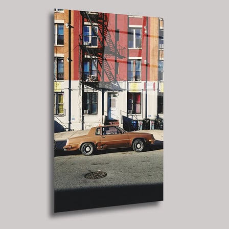 Nostaljik Sokak ve Araba Cam Tablo 35x50 cm