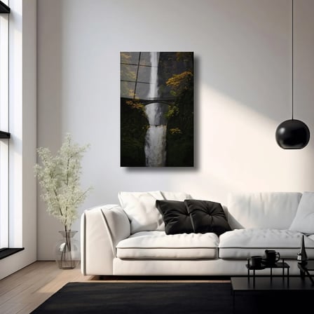 Eski Köprü ve Şelale Cam Tablo 35x50 cm