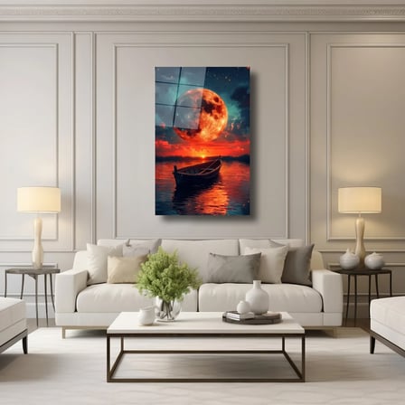 Ayın Kucağında Cam Tablo 35x50 cm