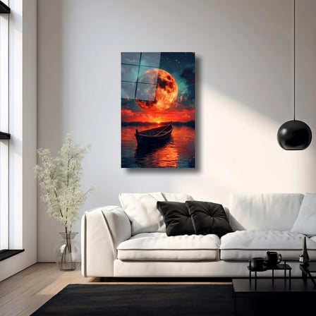Ayın Kucağında Cam Tablo 80x125 cm