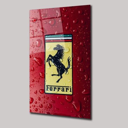 Ferrari Cam Tablo – Efsane Kırmızı Spor Araba Duvar Dekoru 35x50 cm