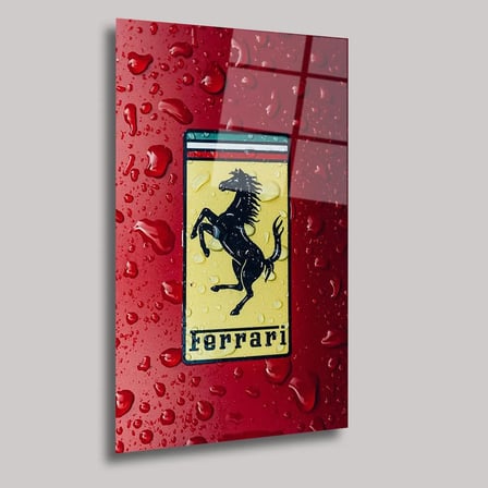 Ferrari Cam Tablo – Efsane Kırmızı Spor Araba Duvar Dekoru 35x50 cm
