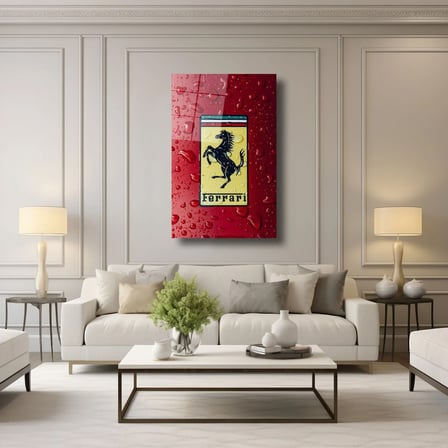 Ferrari Cam Tablo – Efsane Kırmızı Spor Araba Duvar Dekoru 35x50 cm