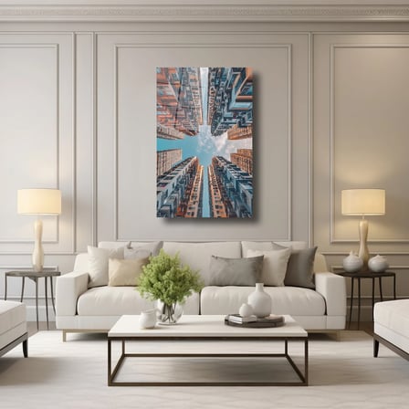 Binalar ve Gökyüzü Manzarası Cam Tablo 35x50 cm
