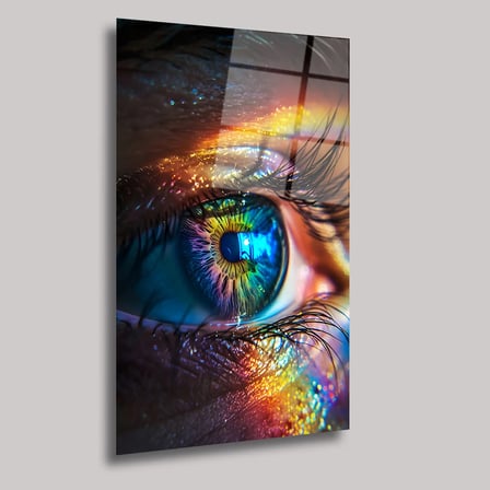 Renkli Göz Detayı Cam Tablo 35x50 cm