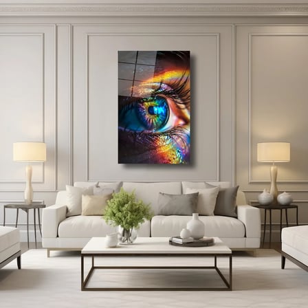 Renkli Göz Detayı Cam Tablo 35x50 cm