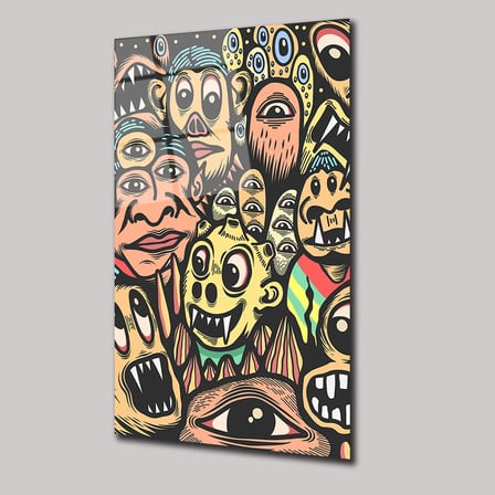 Kaotik Yüzler Cam Tablo 80x125 cm