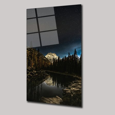 Doğa ve Yıldızlar Manzarası Cam Tablo 35x50 cm
