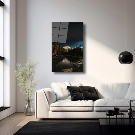 Doğa ve Yıldızlar Manzarası Cam Tablo 35x50 cm