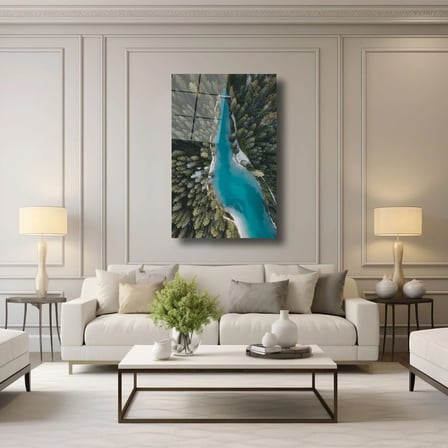Nehir ve Orman Manzarası Cam Tablo 35x50 cm