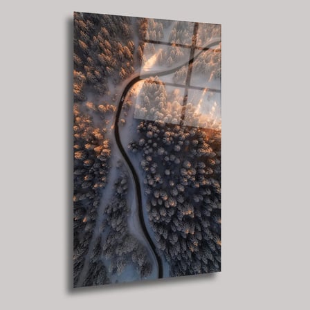 Ormandan Geçen Yol Manzarası Cam Tablo 35x50 cm