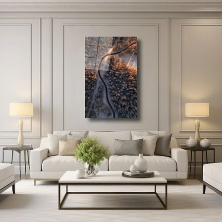 Ormandan Geçen Yol Manzarası Cam Tablo 35x50 cm