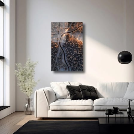Ormandan Geçen Yol Manzarası Cam Tablo 35x50 cm