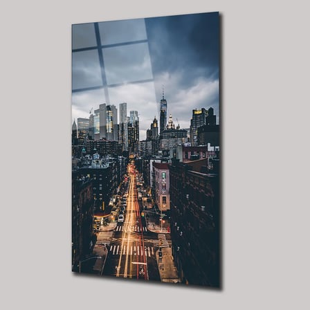 Şehrin Işıkları Manzarası Cam Tablo 35x50 cm
