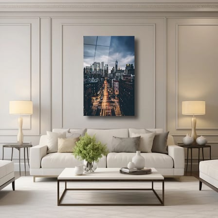 Şehrin Işıkları Manzarası Cam Tablo 50x70 cm