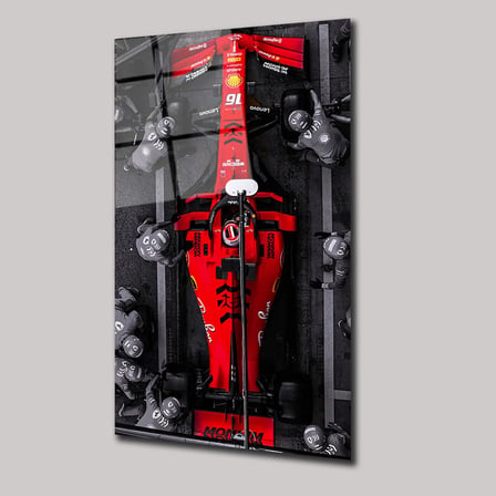 Formula 1 Charles Leclerc Pit Stop Cam Tablo – Yarış Tutkusu Duvar Sanatı 35x50 cm