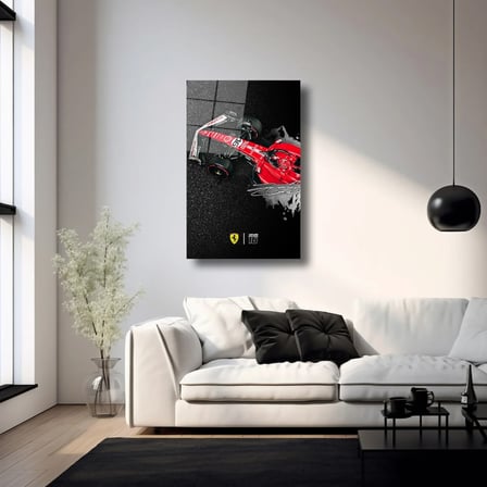Leclerc İmzalı F1 Ferrari Cam Tablo – Formula 1 Duvar Sanatı 35x50 cm