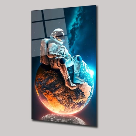 Astronotun Dünyası Cam Tablo 35x50 cm