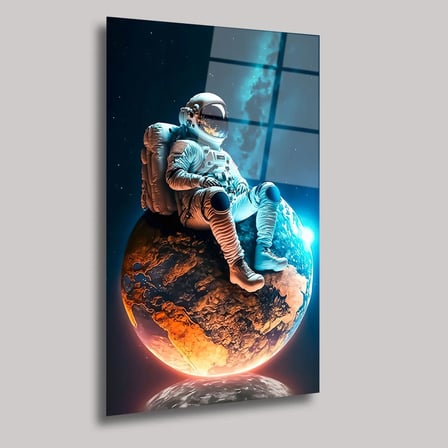 Astronotun Dünyası Cam Tablo 35x50 cm