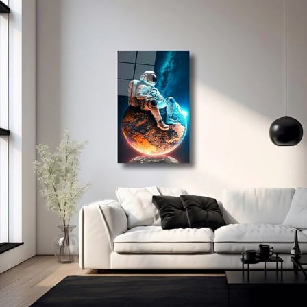 Astronotun Dünyası Cam Tablo 35x50 cm