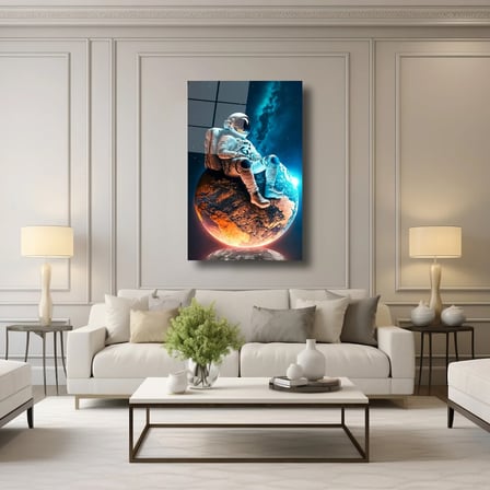 Astronotun Dünyası Cam Tablo 35x50 cm