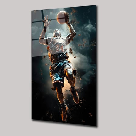 Basketbol Smaç Anı Cam Tablo 35x50 cm