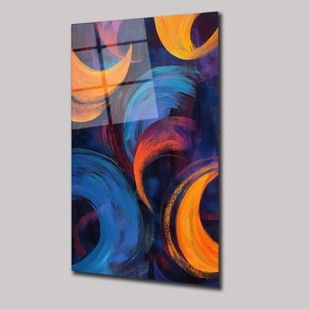 Soyut Renkler Çalışması Cam Tablo 35x50 cm
