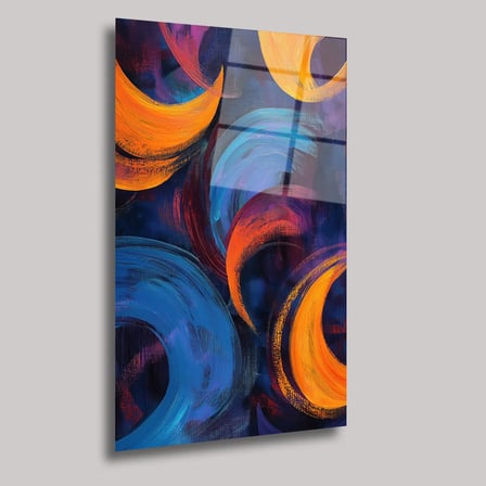 Soyut Renkler Çalışması Cam Tablo 35x50 cm
