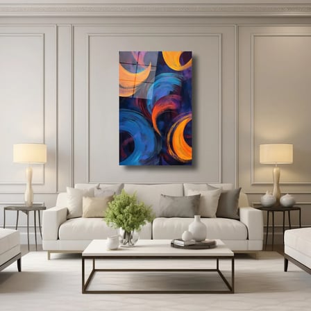 Soyut Renkler Çalışması Cam Tablo 35x50 cm