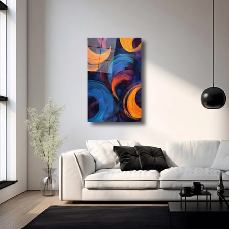Soyut Renkler Çalışması Cam Tablo 35x50 cm