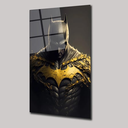 Gold Batman Cam Tablo – Altın Detaylı Süper Kahraman Duvar Dekoru 35x50 cm