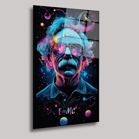 Albert Einstein Cam Tablo – Portre ve İlham Veren Duvar Dekoru 35x50 cm
