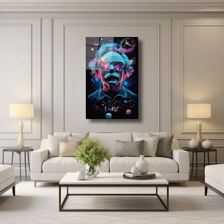 Albert Einstein Cam Tablo – Portre ve İlham Veren Duvar Dekoru 35x50 cm